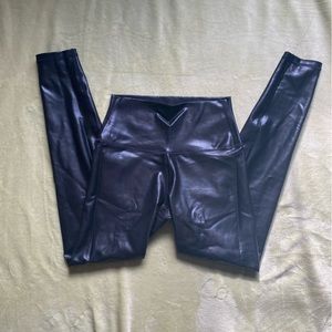 Senita Athletics Salutation Leggings - Black Faux Leather